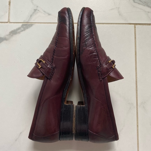 Vintage 1980s 80s Gucci Horsebit Loafers Size 40 Made in Italy Dark Red Burgundy - Picture 2 of 11